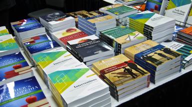 Books for sale on a table